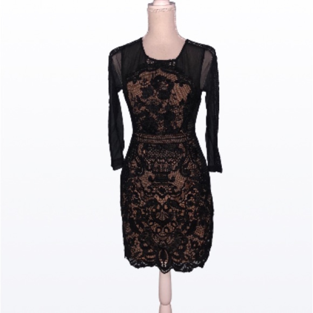 L’atiste mesh lace illusion mini dress